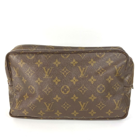 Louis Vuitton Monogram Wallet Canvas True Toilet Makeup Pouch Brown - Picture 1 of 9